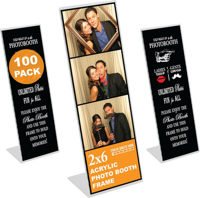 2X6 Slanted Acrylic Photo Booth Frames - 100 Count with Black Inserts