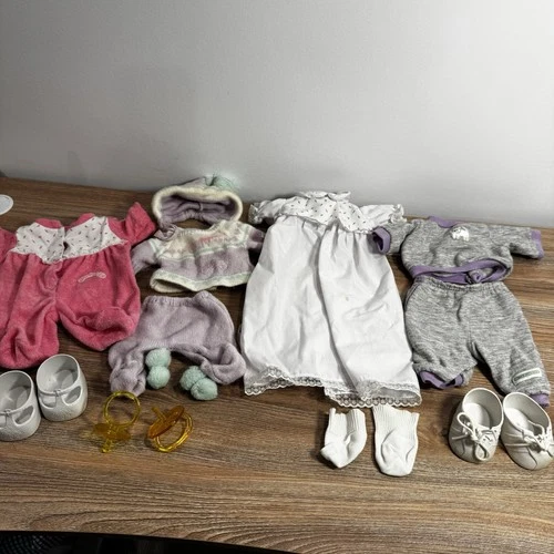 Vintage Cabbage Patch Doll Clothes Lot  Kids Pacifier Shoes Outfits Sleeper Baby