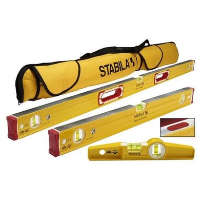 Stabila 2895431 Aluminum Magnetic Type 196-2 M Magnetic Level Set 3 Vial Beam...