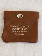 Vintage Advertising Genuine Brown Leather Coin Money Pouch Holder