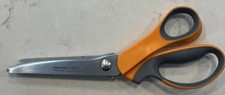 Fiskars Soft Grip 9.5" PINKING SHEARS Stainless Steel Blades Orange  Grey