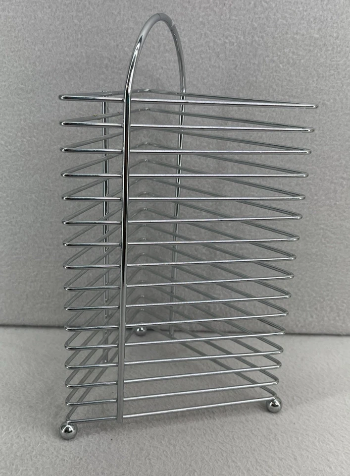 Soporte de exhibición de almacenamiento de CD de alambre de acero cromado de colección para 15 discos Foto 2 de 4