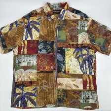 Jams World Shirt Men Large Asian Fusion Patchwork Hawaiian Camp Rayon Japan