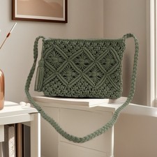 Straw Crossbody Bag for Women Bohemian Shoulder Bag Woven Crochet Purse Handbag