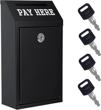 Locking Cash Box with Slot, Metal Money Donation Box with Lock and 4 Keys Wall M