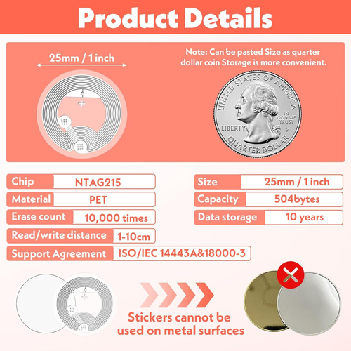 70 Stück NFC Tag Sticker Mit Ntag215 Chip Nfc-Tags Transparent RFID Tags Program - Bild 2 von 8