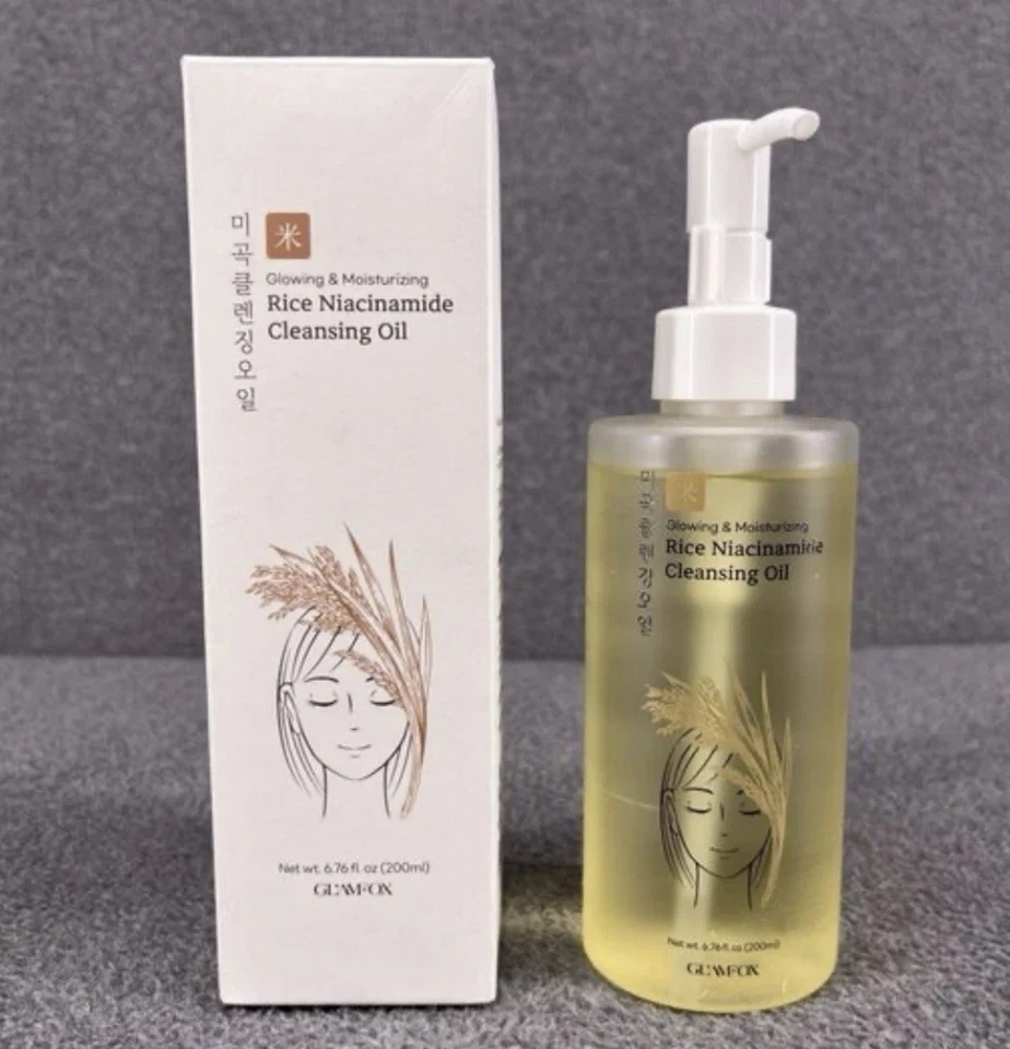 Очищающее масло ниацинамида риса GLAMFOX 6,76 жидк. унц, 200 мл увлажняющее и светящееся - Изображение 2 из 4