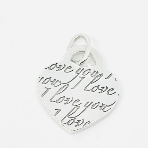 Tiffany & Co I LOVE YOU Notes Heart Script Charm or Pendant in 925 Silver