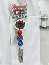 Retractable Beaded Badge Reel ID Card Holder-Nurse Theme