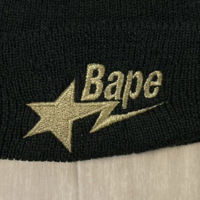 BAPE STA LOGO beanie knit cap black gold a bathing ape star | eBay