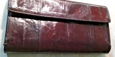 Lee Sands Genuine Eel Skin Wallet Brown Bifold Vintage Hawaii