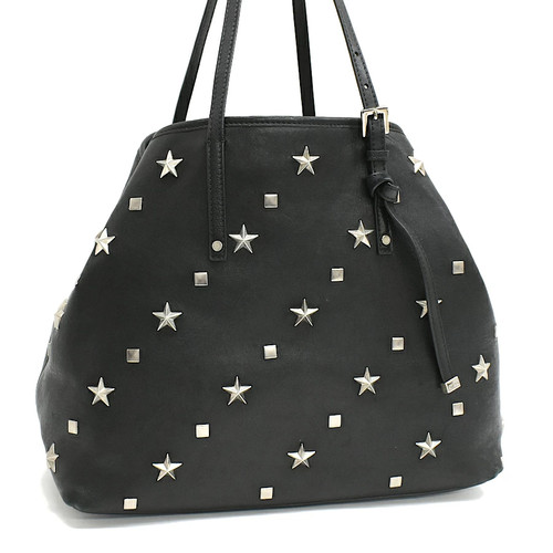 Jimmy Choo Sasha M Tote Bag leather Star Studs leather Black Siler Hardware