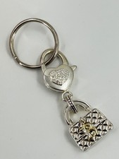 Heart Lock Keychain Metal Key Ring Bag Charm Rhinestone Floral Quilted 3 in
