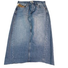 Polo Ralph Lauren Angie Walsh Denim Retro Split Maxi Skirt 26 Waist Designer New