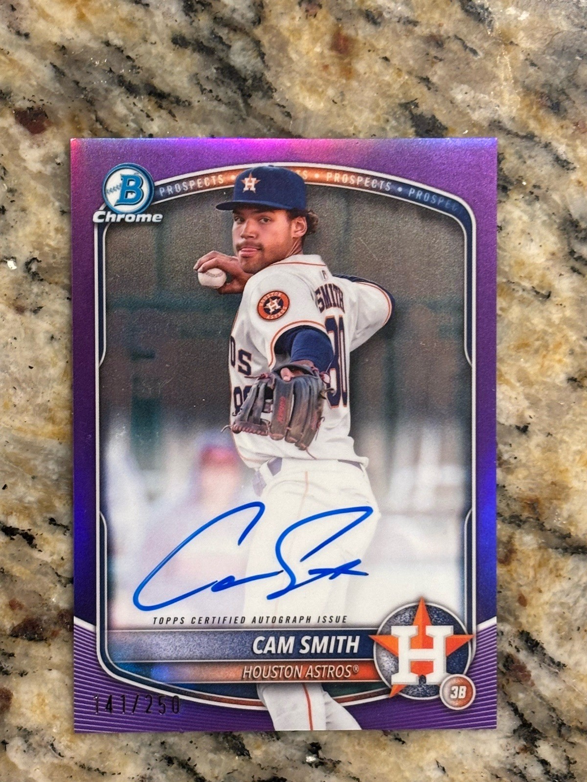 2025 Topps Bowman Chrome Prospects Purple #CPA-CSM Cam Smith Auto /250 Astros
