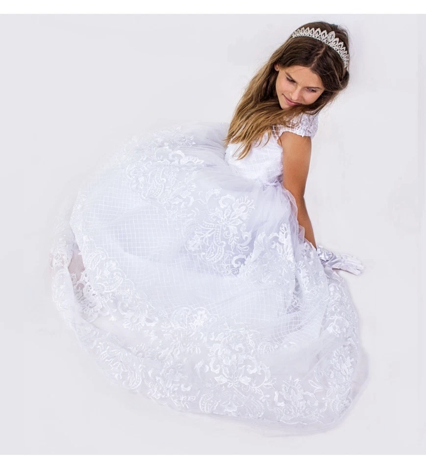 Flower Girls Princess Wedding Bridesmaid Birthday Formal Dress Communion Girl 8Y - Image 4 of 4