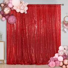 Sequin Backdrop 8x8 FT Red Curtain Background Wedding Party Christmas Photo