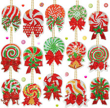 15 Pieces Christmas Diamond Painting Keychain and Ornaments - 5D DIY Hot Cocoa D