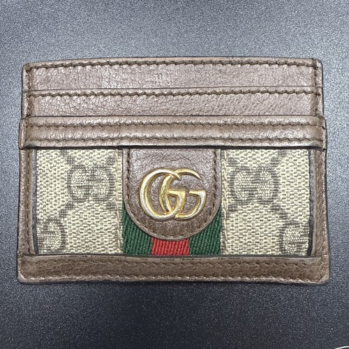 GUCCI Ophidia Card Case Card Wallet GG Supreme Leather Beige
