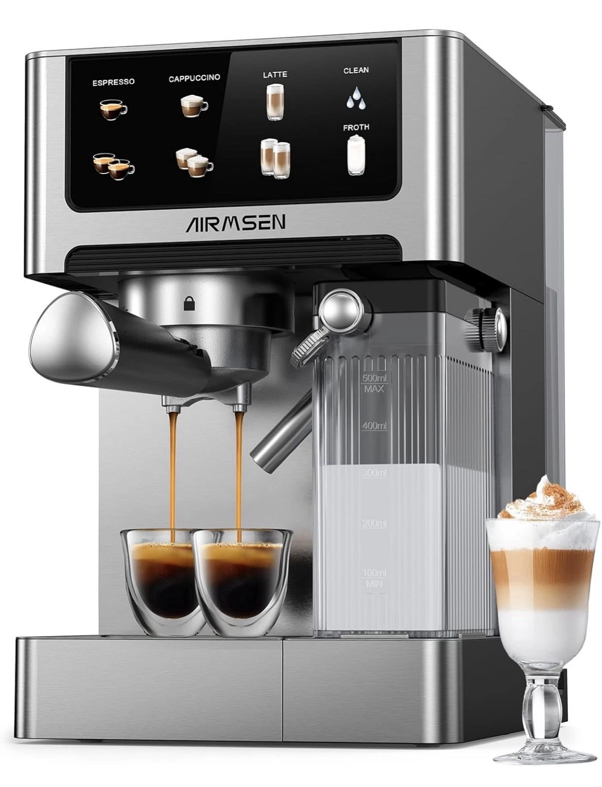 AIRMSEN Espresso Machine with Color Touchscreen, 20 Bar Cappuccino Latte Machine
Opens in a new wind