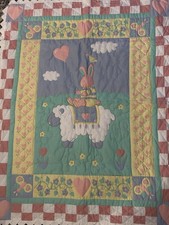 Vintage Bunny Riding Lamb Baby Quilt Carol Eldridge. Never Used.