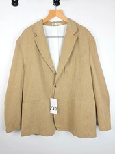 Zara Beige Linen Blazer Mens XL| Smart Casual Jacket | Tailored | New With Tags