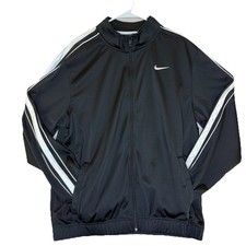 Nike Mens Track Jacket L Black White Stripe Full Zip Gym Workout