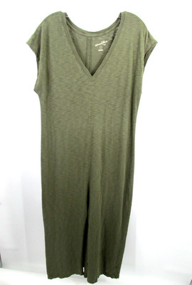 UNIVERSAL THREAD Midi T-Shirt Dress Women Small Green V-Neck Cotton Comfort Slit
