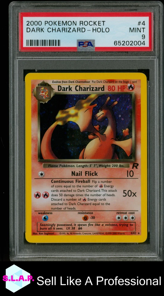 DARK CHARIZARD POKEMON 4/82 2000 ROCKET HOLO ENGLISH PSA 9