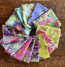 15 Piece Fat Quarter Bundle Tula Pink "Floral Reef" Quilt Cotton