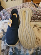 Skechers Unisex  Vegan Air-Cooled Memory Foam Trainers Navy UK Size 10 Wide Fit