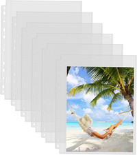 30 Pack Heavy Duty Photo Sleeves for 3 Ring Binder , Clear Archival
