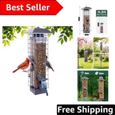 Outdoor Hanging Bird Feeder - Squirrel Proof with 4 Feeding Ports, 3LB Size