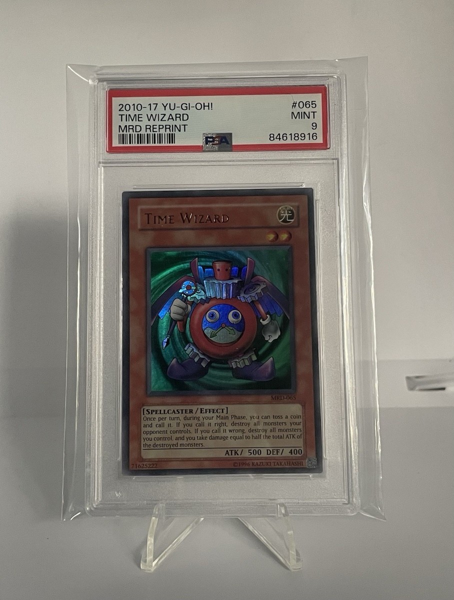 Rare YuGiOh Time Wizard EN065 2010-17 MRD Reprint PSA 9 TCG Metal