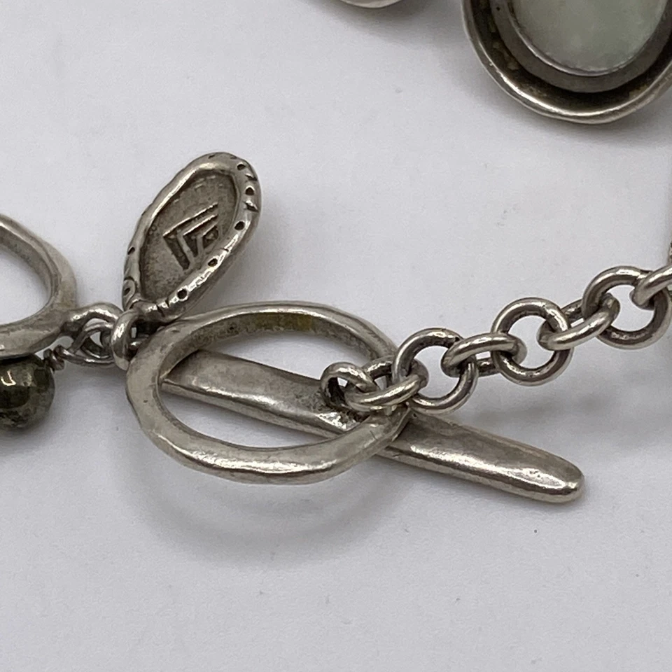 "Brazalete Silpada de plata esterlina pirita vidrio concha de labios circonita cúbica ejemplar 8,5"" B2790" Foto 4 de 4