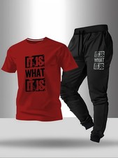 Men's round neck short-sleeved T-shirt and pants set, tall and thin