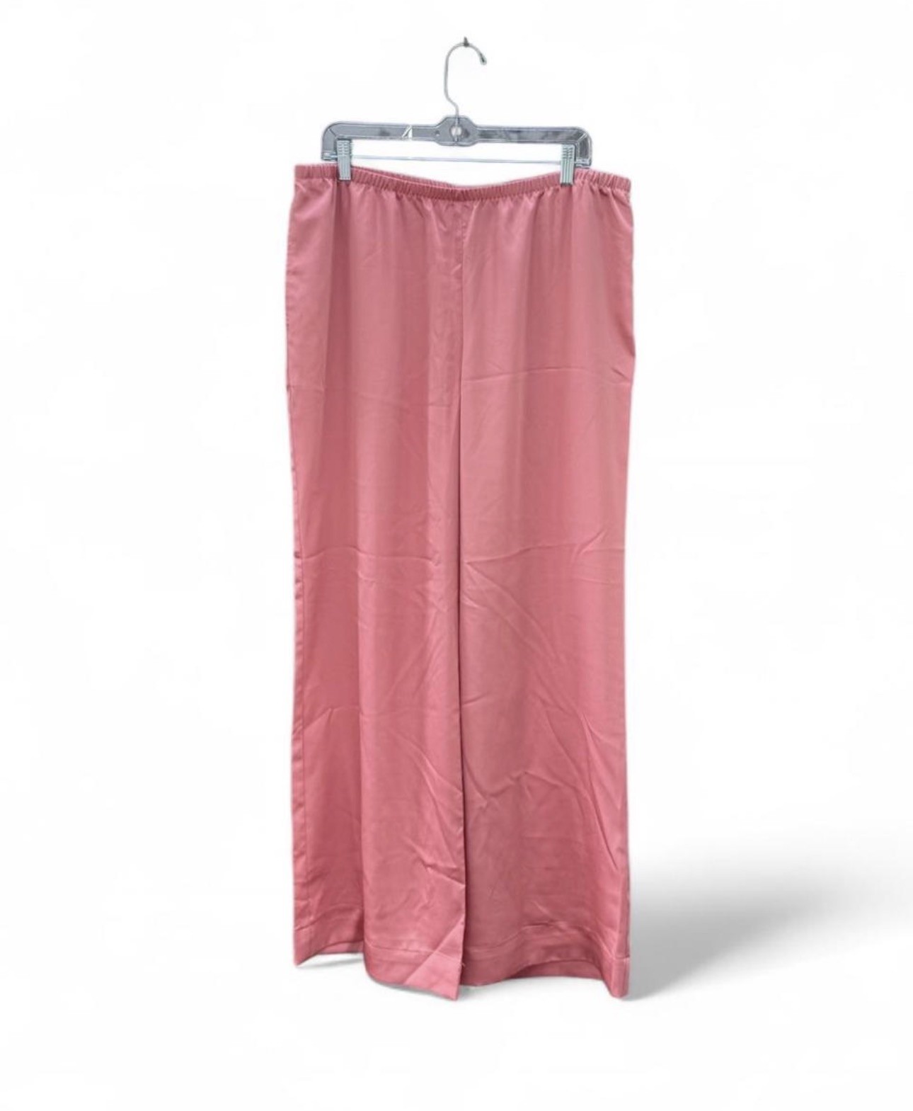 A New Day Coral Satin Wide-Leg Pull On Pants Elastic Waist Size XL