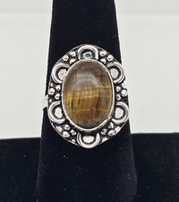 Tigers Eye Gemstone Handmade Sterling Silver Plated Fashion Tribal Ring Size 9