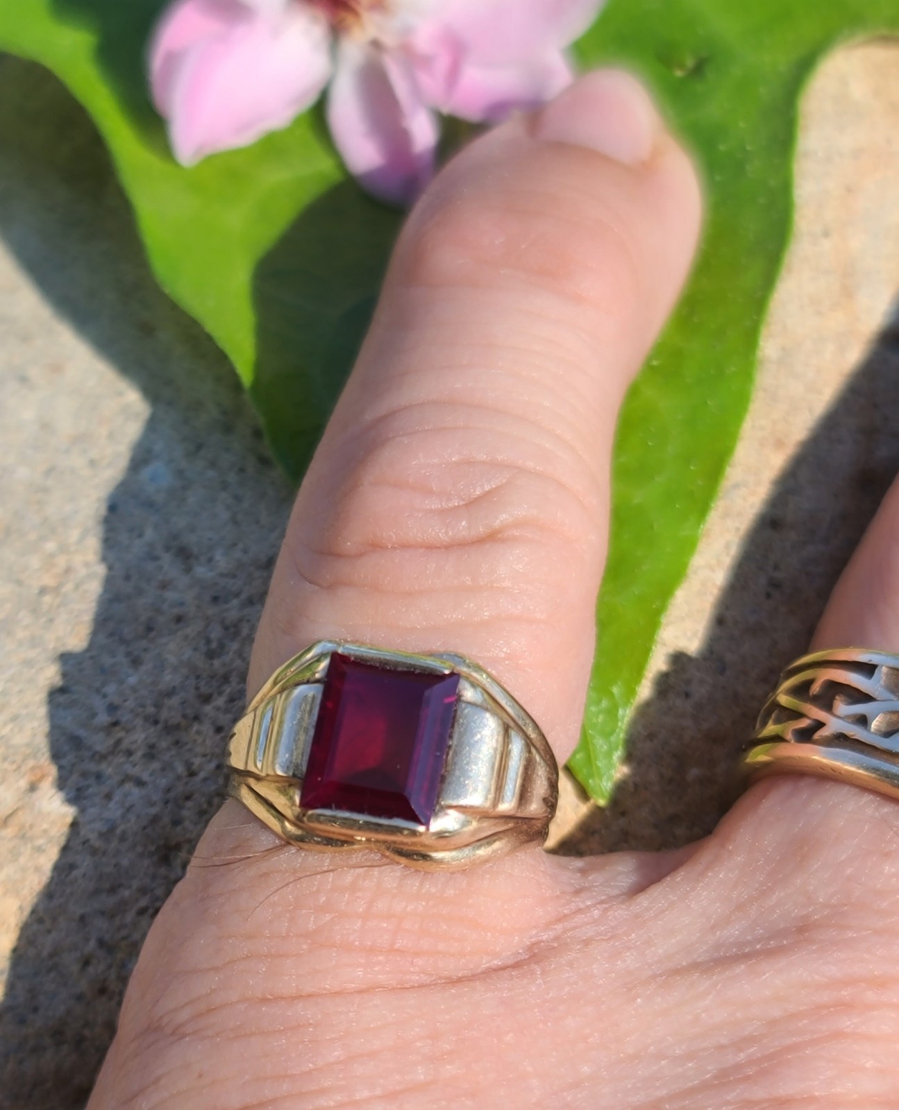 Vintage 10k Solid Yellow Gold Red Ruby Ring 4.75s… - image 16