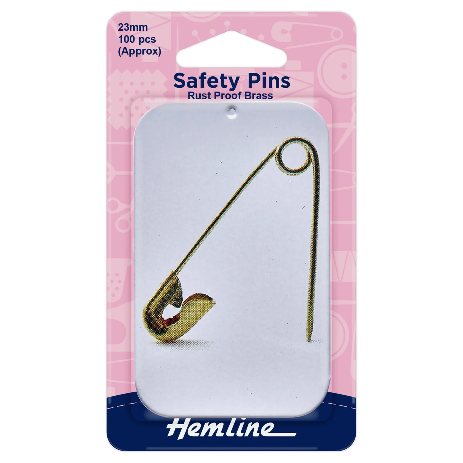 Brass Safety Pins in an Attractive Slide Top Tin 100 Pcs Size 23mm