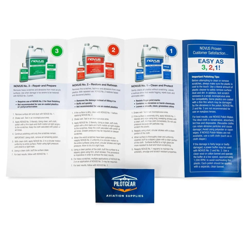 NOVUS Plastic Polish Kit 1, 2 and 3 (59mL / 2oz) + Polish Mates Cleaning Cloths - image 2 of 4