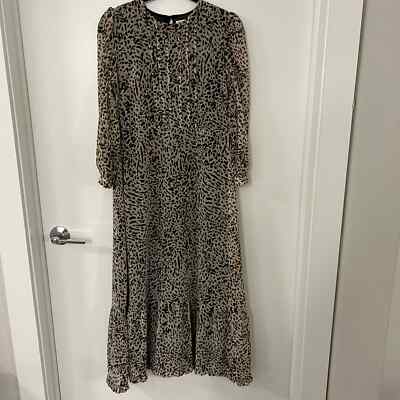 zara pleated printed dress Zara NWOT Cheetah Print Pleated Maxi Dress Size Small