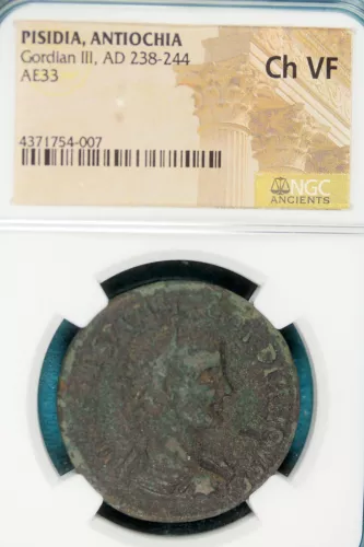 AD238-244 NGC Ch VF Gordian III Pisidia Antiochia AE33! #B7563
