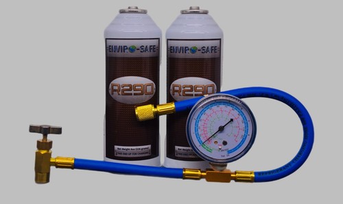 R290 Refrigerant, 2 Cans + Charging Gauge | Inverted Piercing, 8oz ...