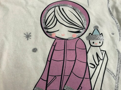 New Gap Kids Girls Cream Gray Black Graphic Snow Winter Long Sleeve T-shirt 4 4T - Picture 12 of 15