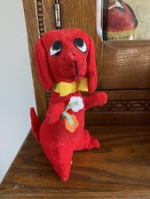Vintage Dream Pets Dakin Sawdust Filled Red Christmas Dog 6.5  Japan