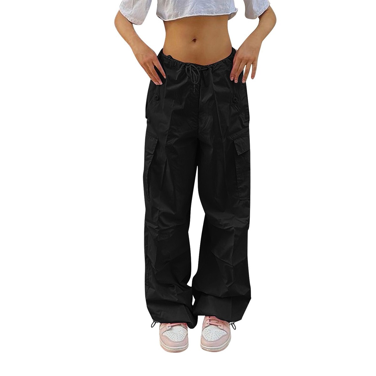 Women Casual Baggy Wide Leg Sweatpants Drawstring Low Waist Women Casual Baggy Wide Leg Sweatpants Drawstring Low Waist
