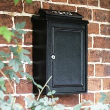 Simplistic Black Wall Post Box With Chrome Lettering - Suitable For A4 Letters