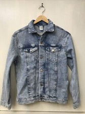 H  M Denim Girls Blue Denim Button Up Jean Trucker Jacket Size 16