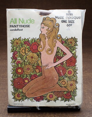 Vintage Stockings Nylon One Size Sandalfoot Brown Nude Opaque